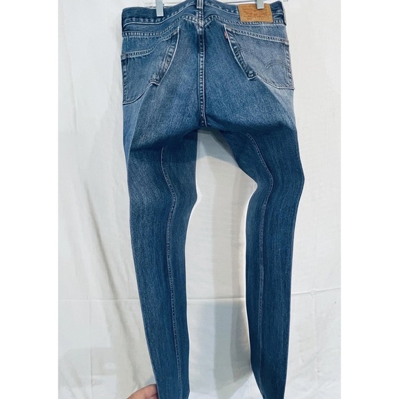 Levis 505 Jeans Mens 32x32 Blue Medium Wash Regular Fit Straight Denim Pants - Picture 11 of 13